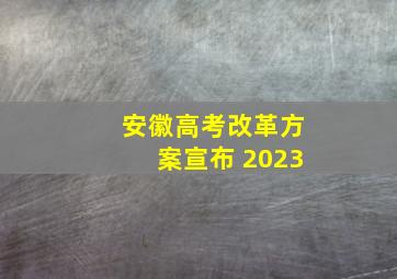 安徽高考改革方案宣布 2023